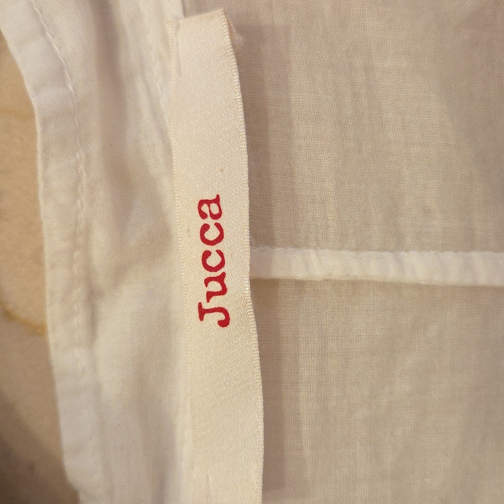 Women's JUCCA WHITE LINEN TOP BLOUSE ITALY SIZE 10 $219 - Picture 5 of 6